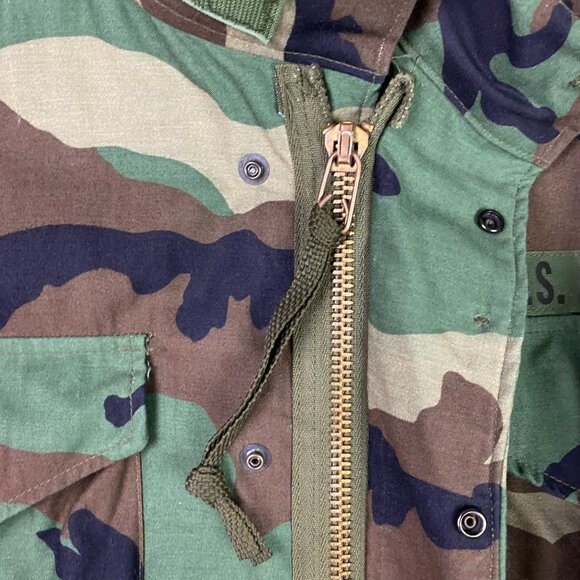Vintage Alpha Industries US Army M65 Jacket Coat Men's Small Short Woodland Camo - Picture 7 of 16